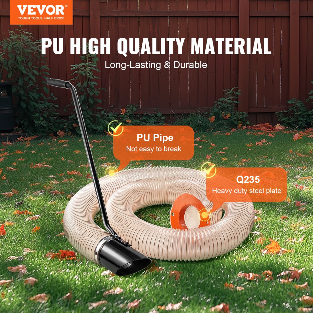 VEVOR 4.3In x 13.1ft 4in Diameter Wood Chipper Shredder Mulcher Leaf Vacuum Kit 