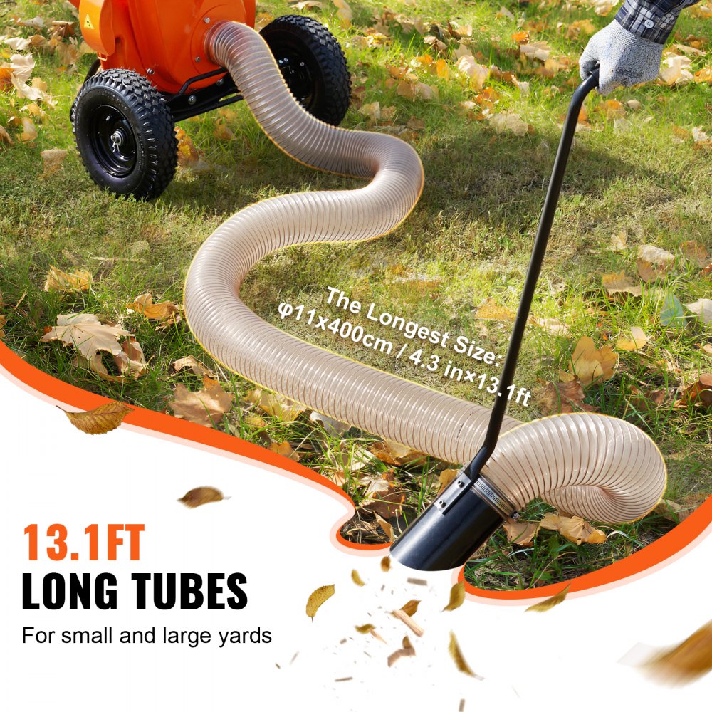 VEVOR 4.3In x 13.1ft 4in Diameter Wood Chipper Shredder Mulcher Leaf Vacuum Kit 