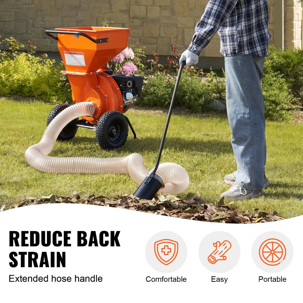 VEVOR 4.3In x 13.1ft 4in Diameter Wood Chipper Shredder Mulcher Leaf Vacuum Kit 
