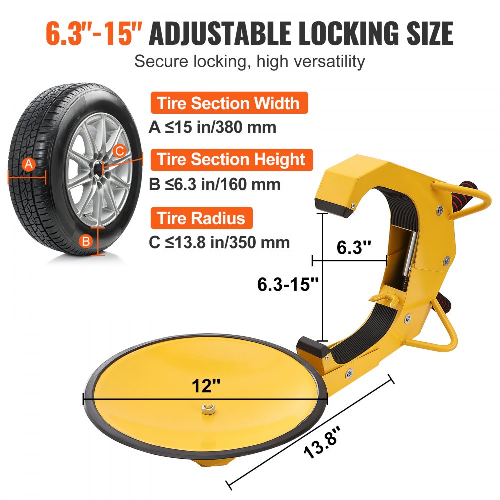 VEVOR Wheel Lock Clamp, 2-Pack Trailer Wheel Lock, Heavy-Duty Anti Theft Tire Lock, Trailer Wheel Locks for RV Trailers, Cars, Trucks, SUVs 