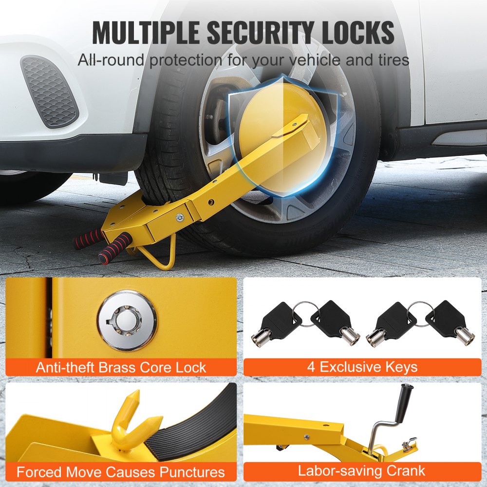 VEVOR Wheel Lock Clamp, 2-Pack Trailer Wheel Lock, Heavy-Duty Anti Theft Tire Lock, Trailer Wheel Locks for RV Trailers, Cars, Trucks, SUVs 