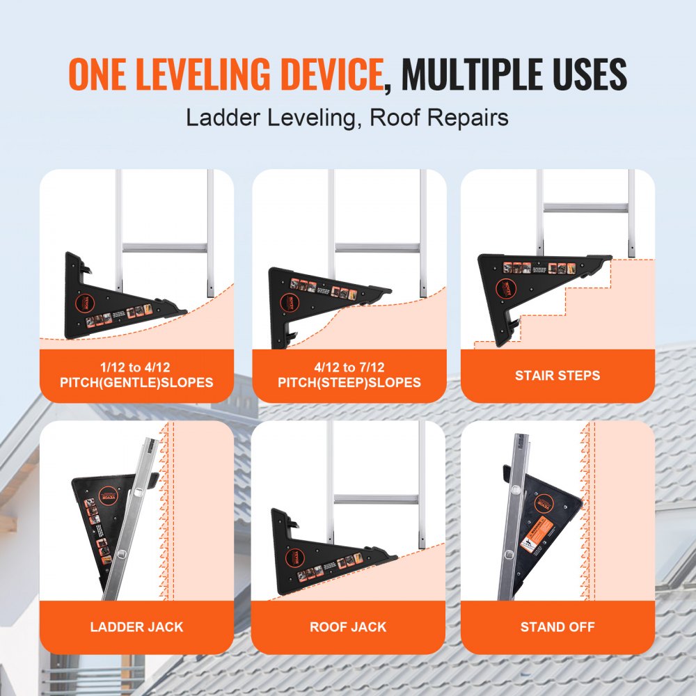 Heavy-Duty Ladder Leveler – 380 lb Capacity, Anti-Slip Ladder Stabilizer for Uneven Ground and Stairs