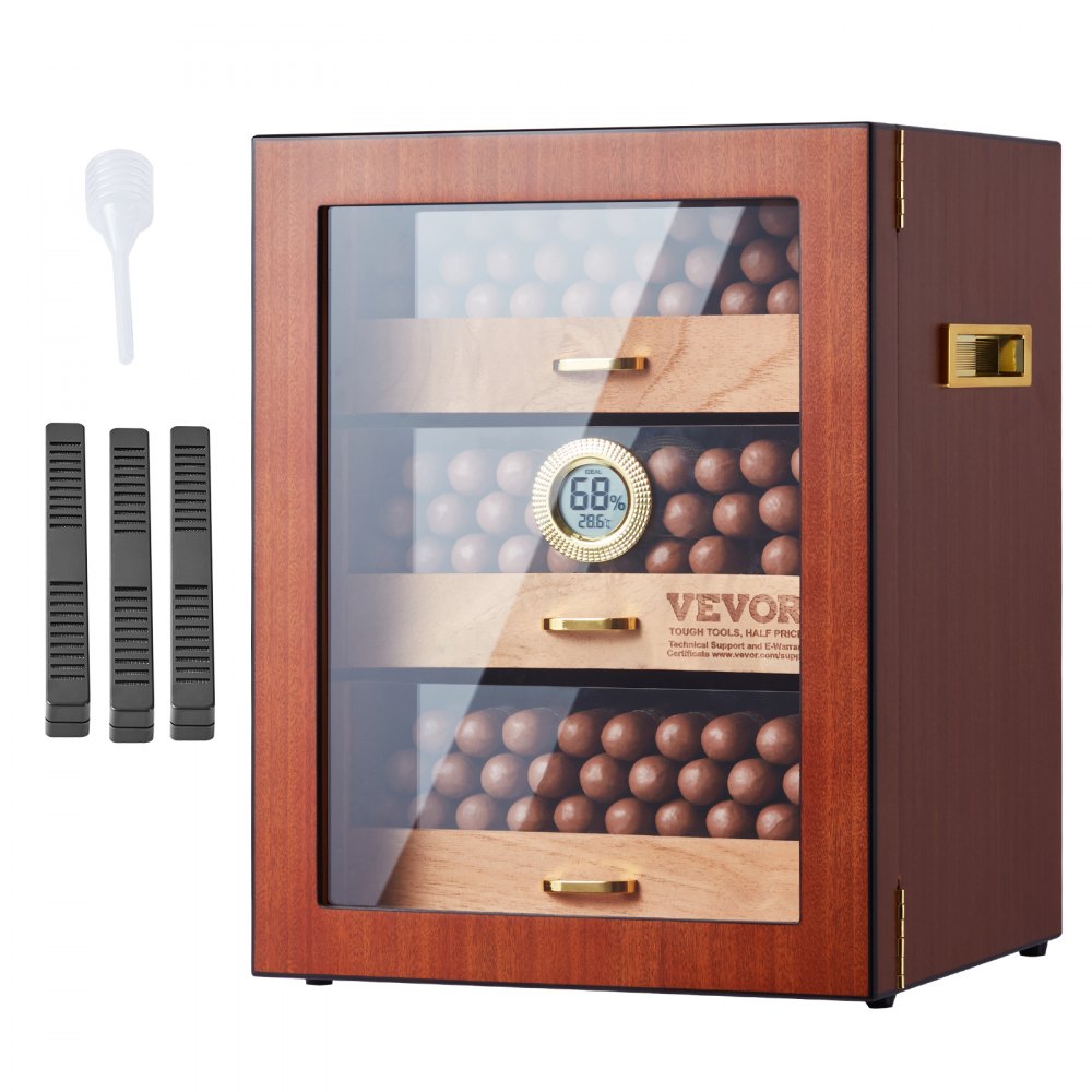 VEVOR 150 Cigar Humidor Cabinet Cedar Cigar Box Humidifier & Hygrometer & Shelve 