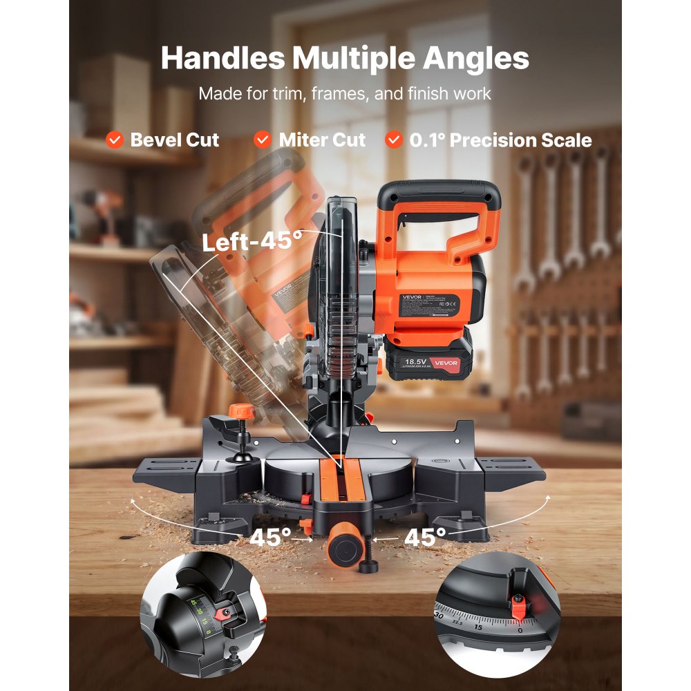 Sliding Compound Miter Saw, 7-1/4" Cordless, LED Precision Guide, Battery & Charger Included