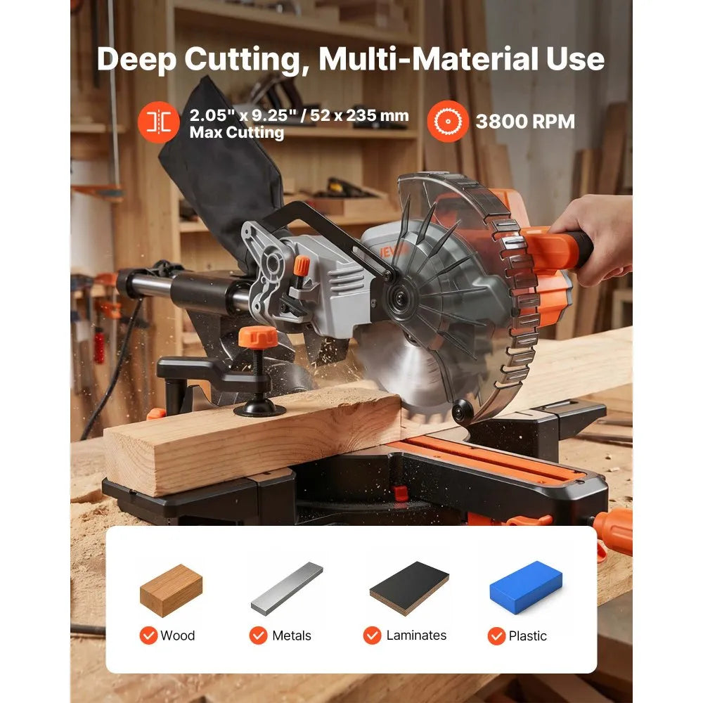Sliding Compound Miter Saw, 7-1/4" Cordless, LED Precision Guide, Battery & Charger Included