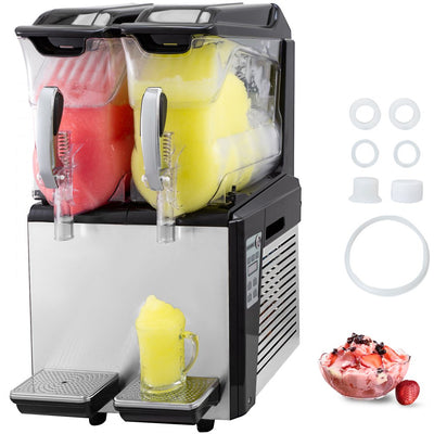 VEVOR Slush Frozen Drink Machine, 10LX2 Tanks, 900W Commercial Margarita Maker with 24.8°F to 28.4°F Temperature, Automatic Cleaning Cold Drink and Slush Modes, Perfect for Restaurants Cafes Bars 