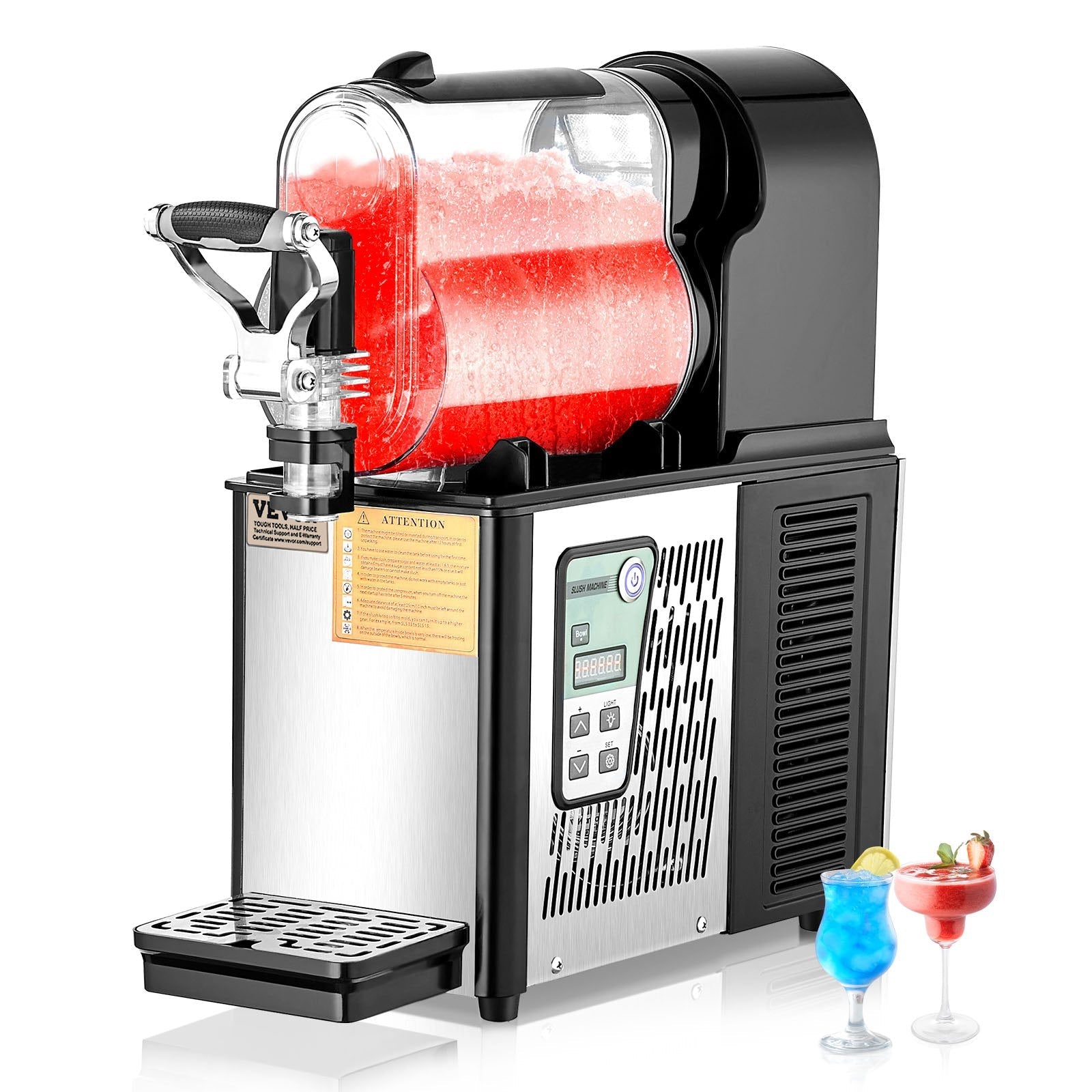 VEVOR Commercial Slushy Machine, 3L Single Bowl Slush Drink Maker, 330W Frozen Drink Machine with Temperature Preservation, Stainless Steel Home Slush Frozen Drink Machine Automatic Clean, Black 