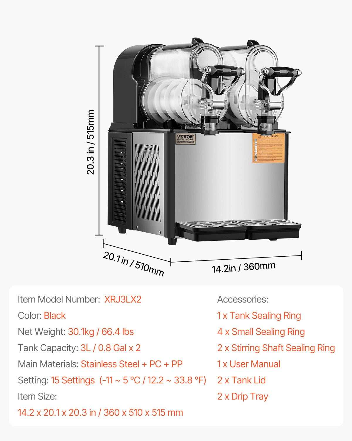 VEVOR Margarita Machine, 3LX2 Tank Slushy Machine Commercial, 340W Frozen Margarita Machine with Temperature Preservation, Stainless Steel Home Slush Frozen Drink Machine with Automatic Clean, Black 