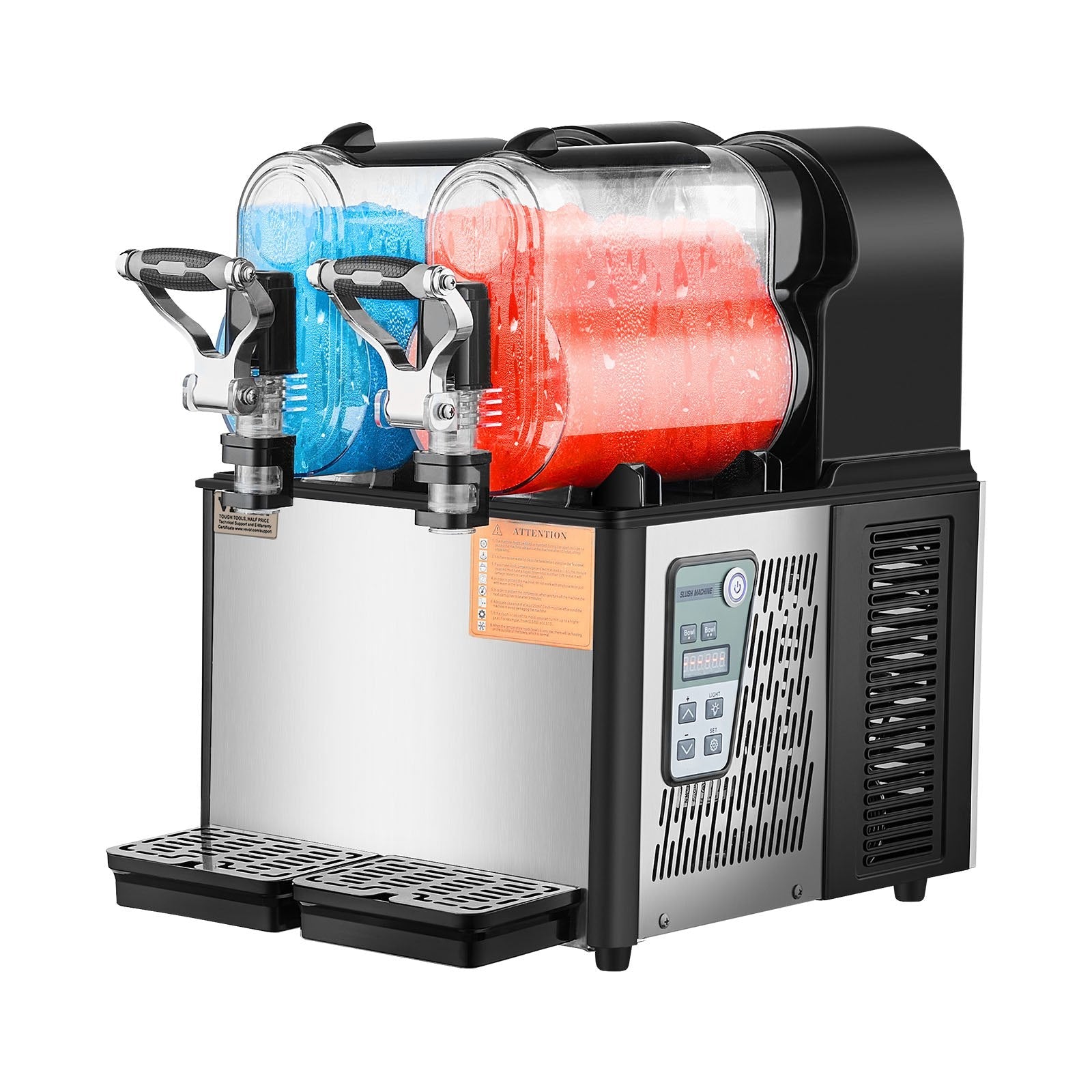 VEVOR Margarita Machine, 3LX2 Tank Slushy Machine Commercial, 340W Frozen Margarita Machine with Temperature Preservation, Stainless Steel Home Slush Frozen Drink Machine with Automatic Clean, Black 