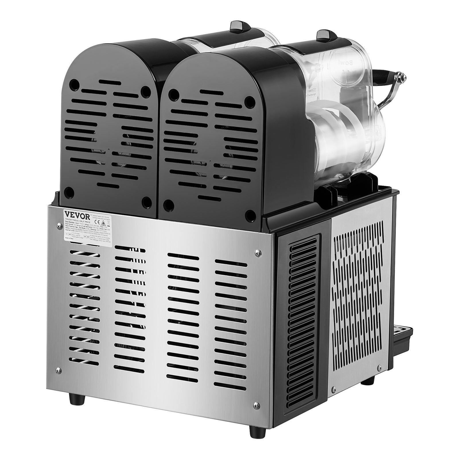 VEVOR Margarita Machine, 3LX2 Tank Slushy Machine Commercial, 340W Frozen Margarita Machine with Temperature Preservation, Stainless Steel Home Slush Frozen Drink Machine with Automatic Clean, Black 