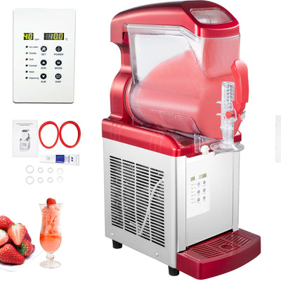 VEVOR Slush Frozen Drink Machine, 6LX1 Tank, 450W Commercial Margarita Maker with 14°F to 41°F Temperature Preservation, Automatic Clean Four Selectable Modes for Cafes Restaurants, Red 
