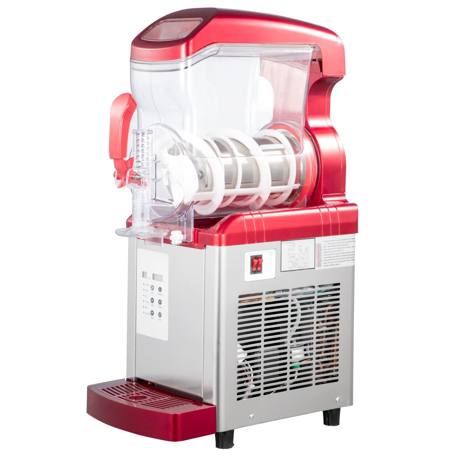 VEVOR Slush Frozen Drink Machine, 6LX1 Tank, 450W Commercial Margarita Maker with 14°F to 41°F Temperature Preservation, Automatic Clean Four Selectable Modes for Cafes Restaurants, Red 