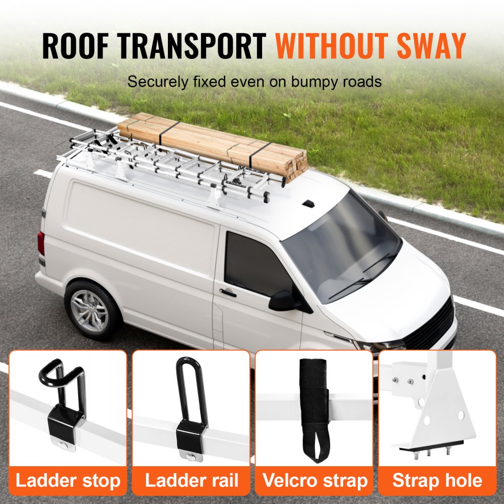 VEVOR Trailer Ladder Rack Van Roof Ladder Rack for Ford Transit Custom 2013-2024 