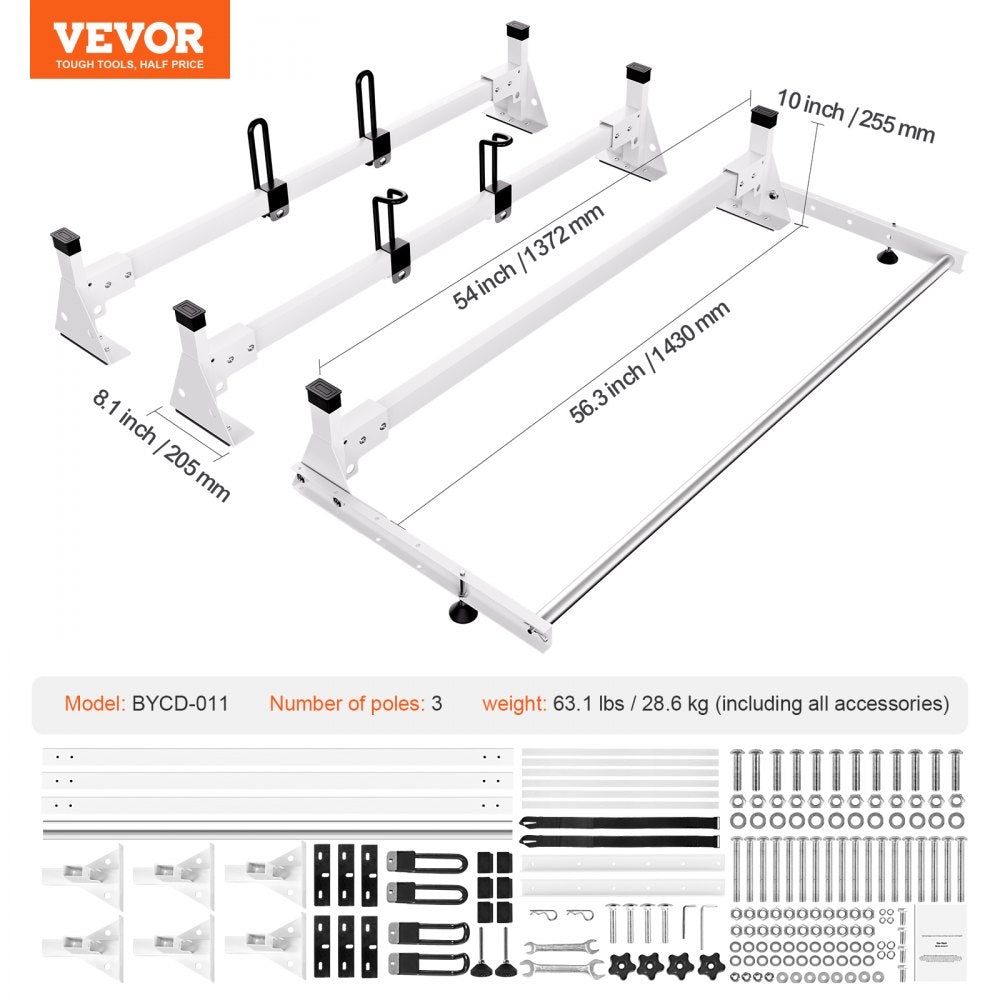 VEVOR Trailer Ladder Rack Van Roof Ladder Rack for Ford Transit Custom 2013-2024 