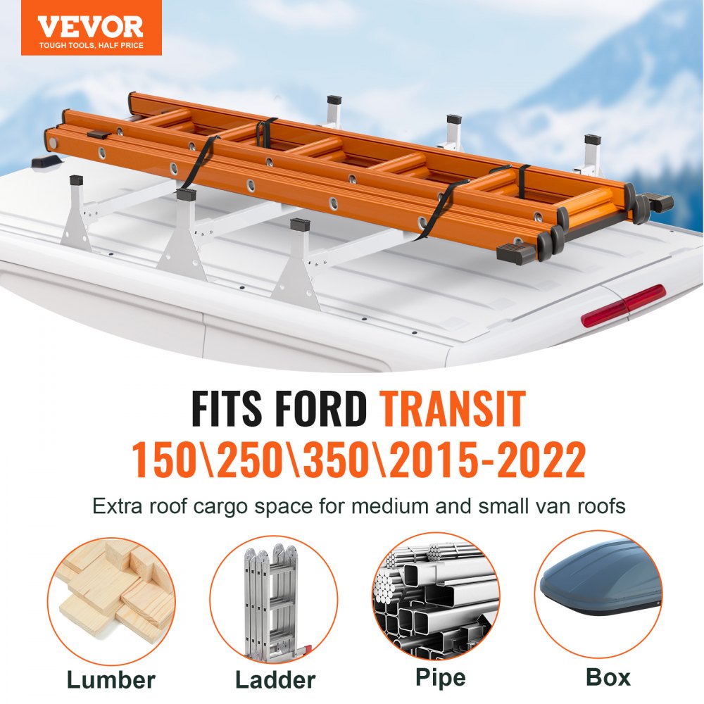 VEVOR Trailer Ladder Rack Van Roof Rack for Ford Transit 150 250 350 2015-2022 