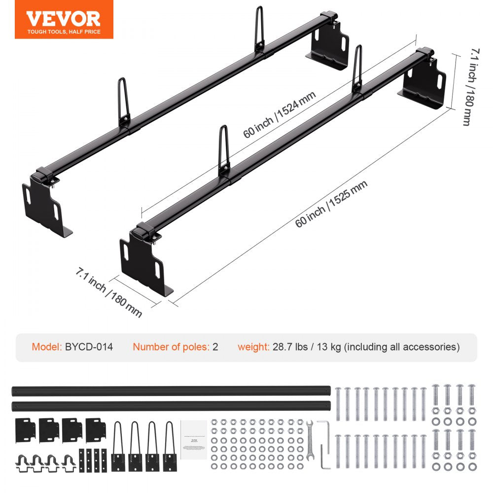 VEVOR Trailer Ladder Rack Van Roof Ladder Rack for Universal Truck Roofs 