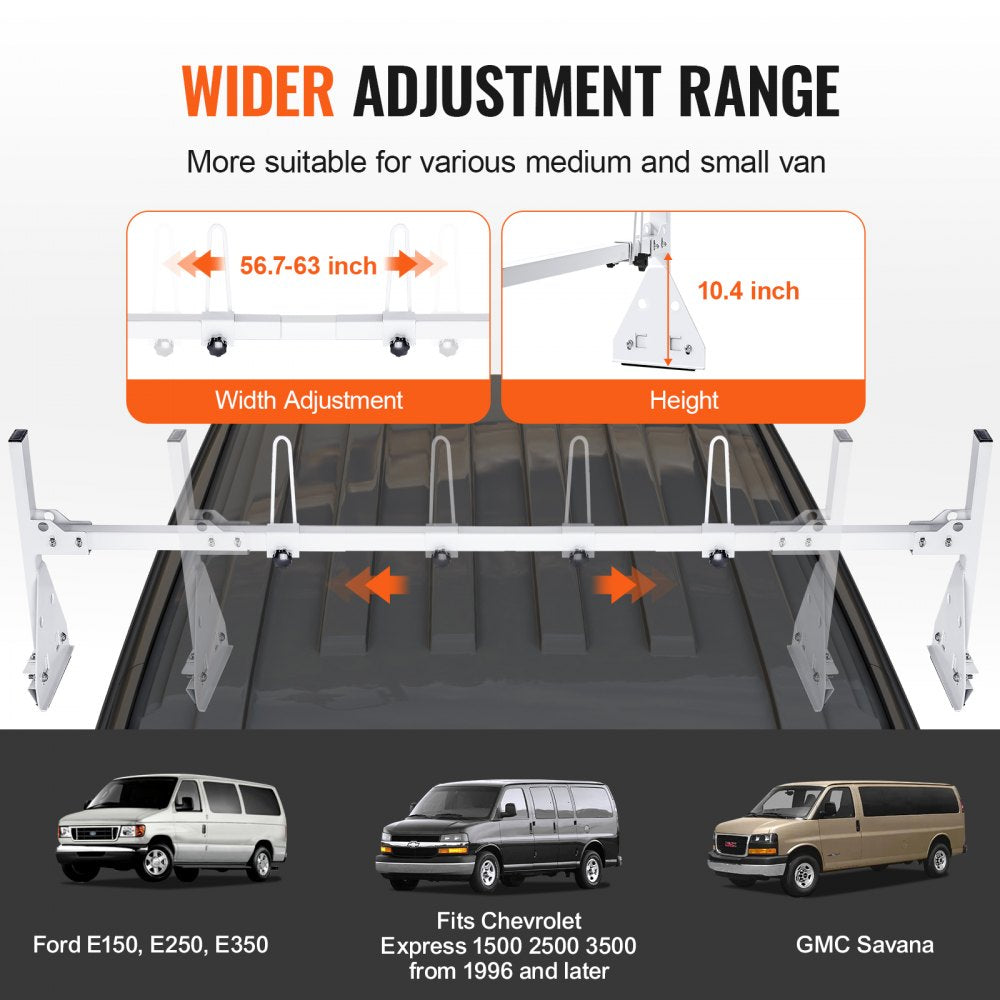 VEVOR Trailer Ladder Rack Van Roof Ladder Rack 600 lbs 56.7-63 inch Adjustable 