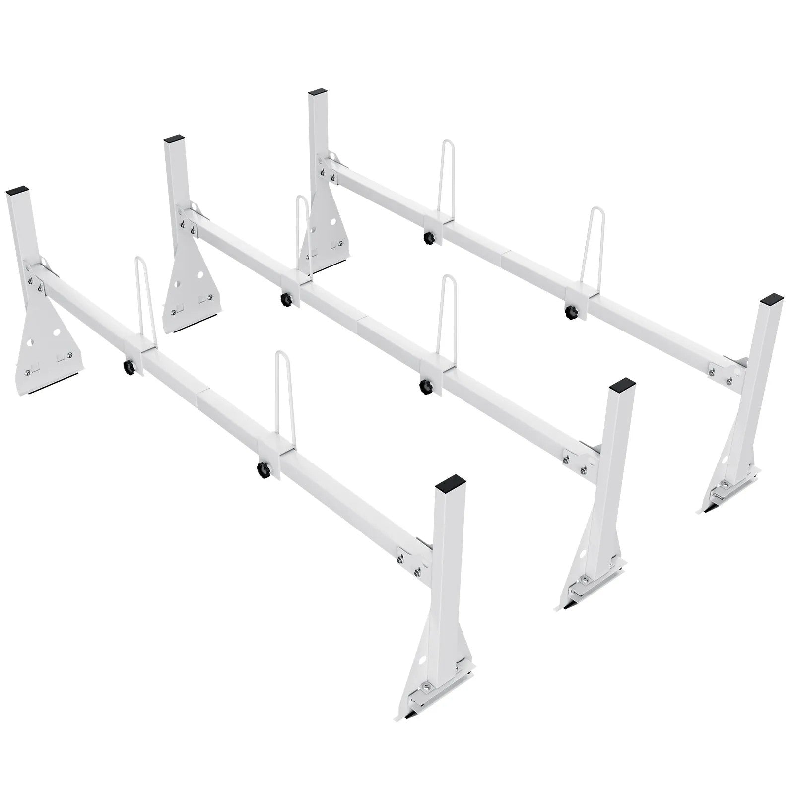 VEVOR Trailer Ladder Rack, 59" Adjustable Roof Rack, 3 Crossbars Van Roof Ladder Rack with Straps, 800 lbs Capacity Steel, Fit for Chevrolet Express 1500 2500 3500/ Ford E150 E250 E350/ GMC Savana 