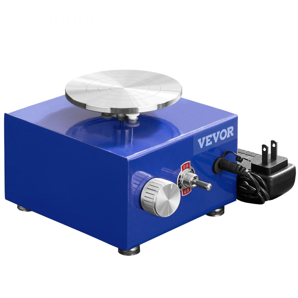 VEVOR Mini Pottery Wheel, 2 Turntables 2.6in / 3.9in Ceramic Wheel Forming Machine, Adjustable 0-300RPM Speed ABS Detachable Basin, Sculpting Tools Apron Accessory Kit for Work Art Craft DIY 