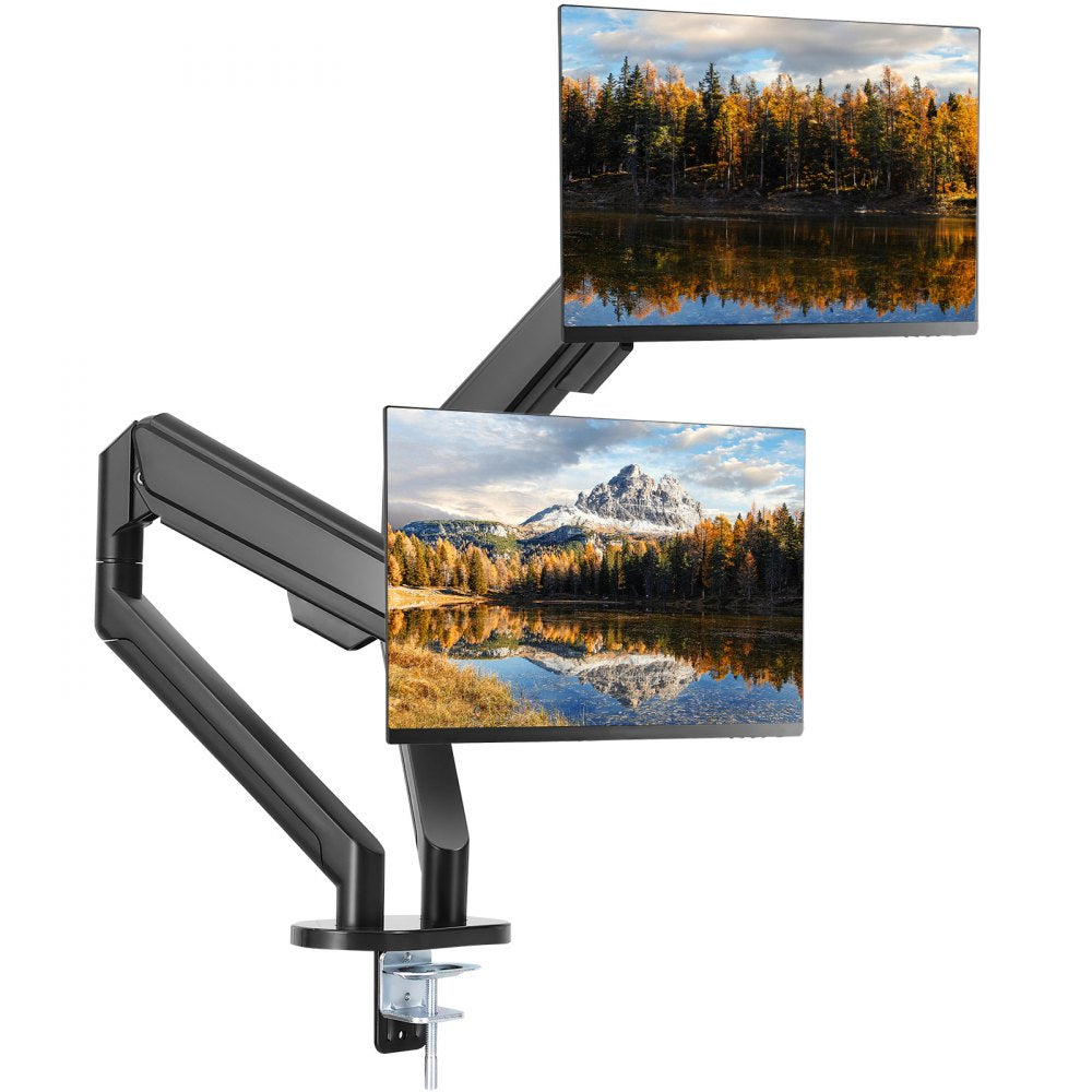 VEVOR Dual Monitor Mount, Supports 13"-35" Screens, Fully Adjustable Gas Spring Monitor Arm, Holds up to 26.4 lbs per Arm, Computer Stand Holder with C-Clamp/Grommet Mounting Base, VESA Mount Bracket 