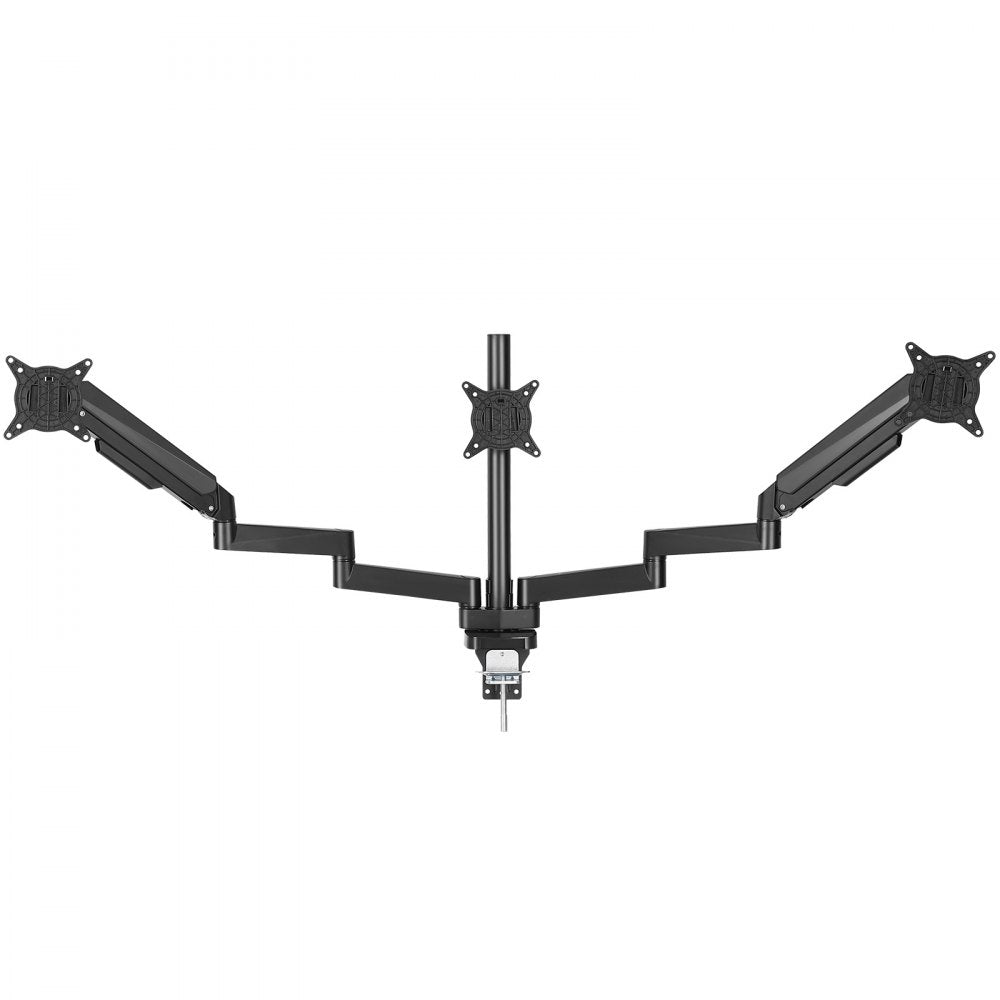 VEVOR Triple Monitor Mount, Supports 13"-27" Screens, Fully Adjustable Gas Spring Monitor Arm, Holds up to 20 lbs per Arm, Computer Stand Holder with C-Clamp/Grommet Mounting Base, VESA Mount Bracket 