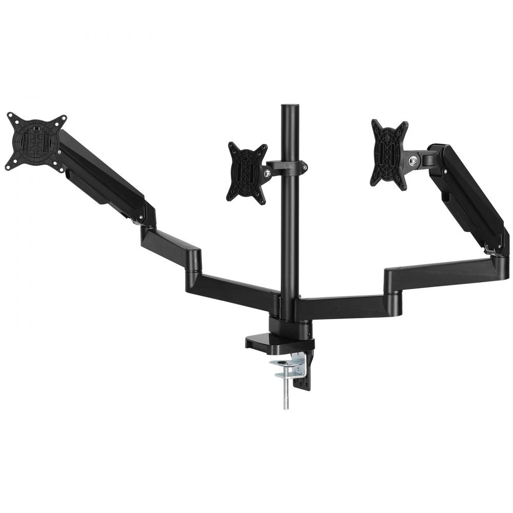 VEVOR Triple Monitor Mount, Supports 13"-27" Screens, Fully Adjustable Gas Spring Monitor Arm, Holds up to 20 lbs per Arm, Computer Stand Holder with C-Clamp/Grommet Mounting Base, VESA Mount Bracket 
