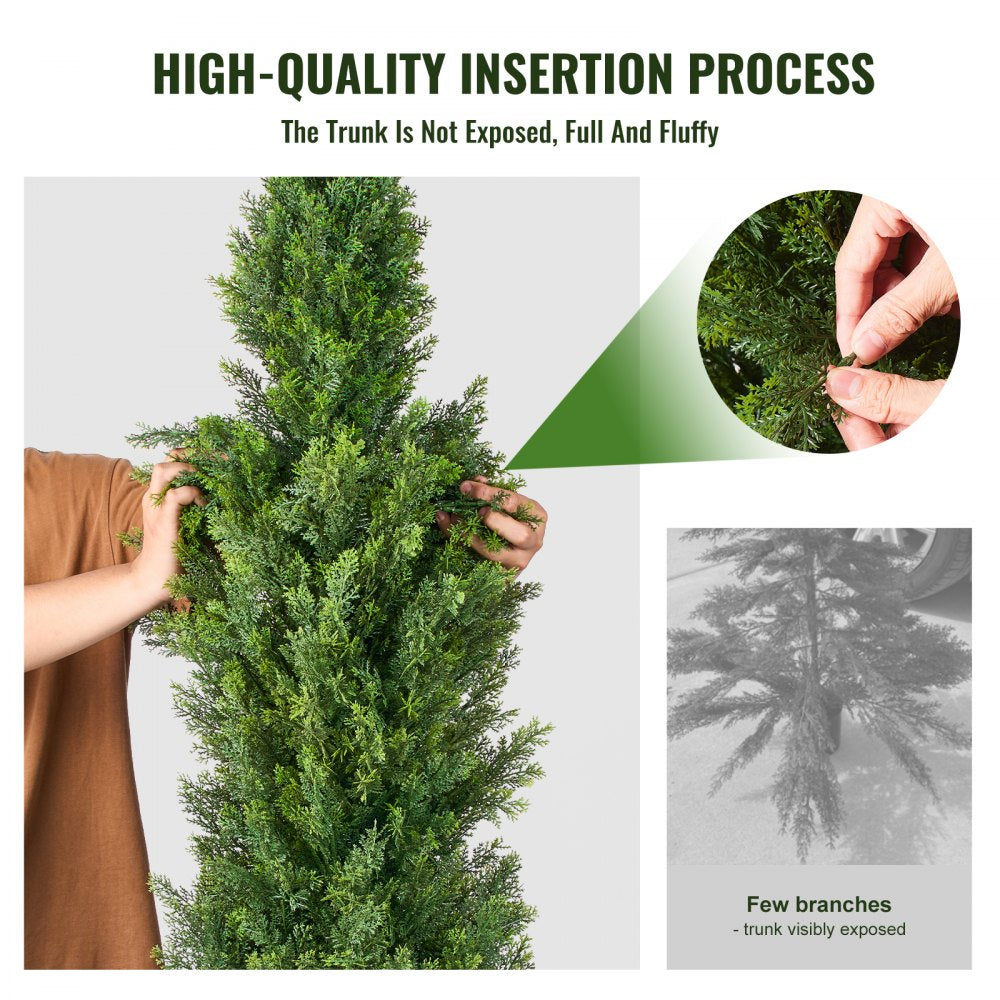 VEVOR 2 Pack 3' Artificial Cedar Topiary Tree Faux Plant UV Decor In/Outdoor 