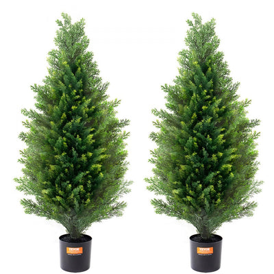 VEVOR 2 Pack 3' Artificial Cedar Topiary Tree Faux Plant UV Decor In/Outdoor 