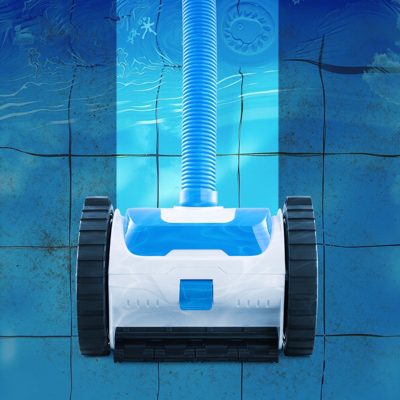 VEVOR Suction Pool Cleaner Vacuum Cleaner 2 Wheels for In/Above-ground Pool 