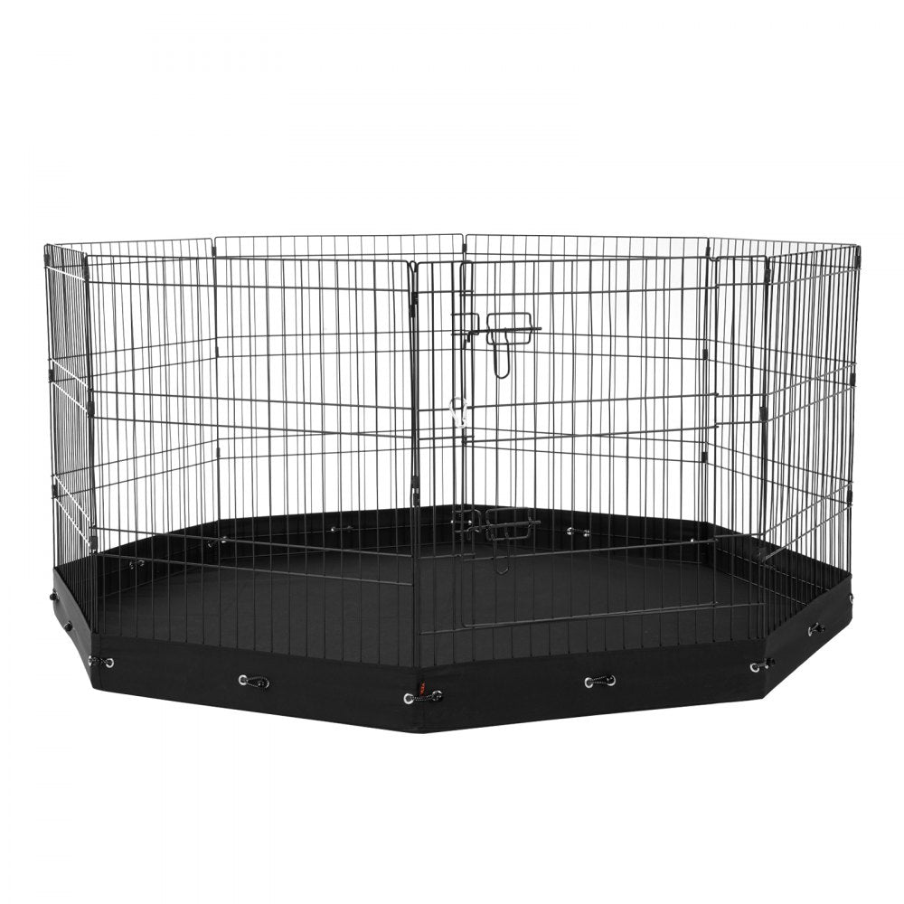 VEVOR Dog Playpen 8 Panels Foldable Metal Dog Exercise Pen with Bottom Pad 30"H 