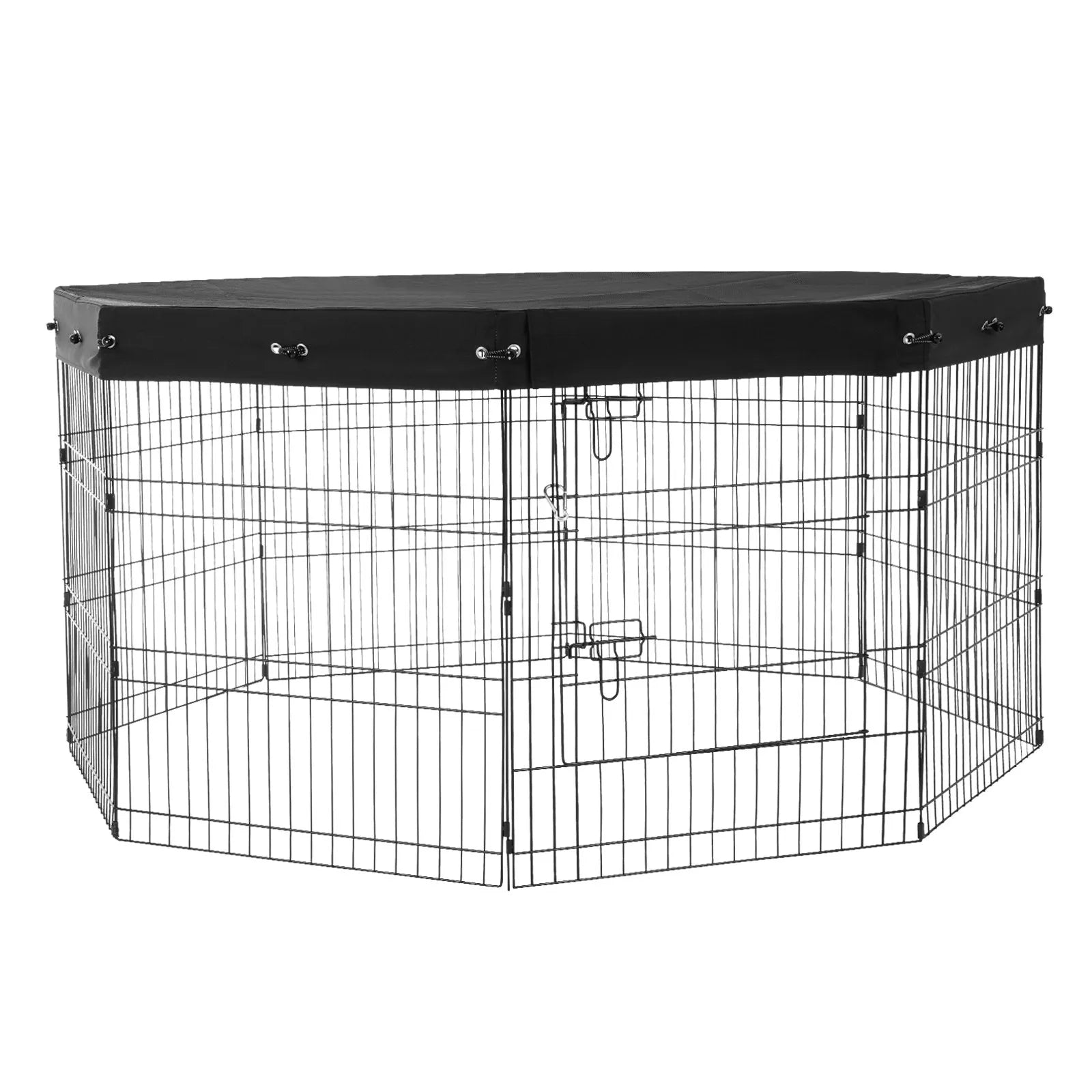 VEVOR Dog Playpen 8 Panels Foldable Metal Dog Exercise Pen with Top Cover 30"H