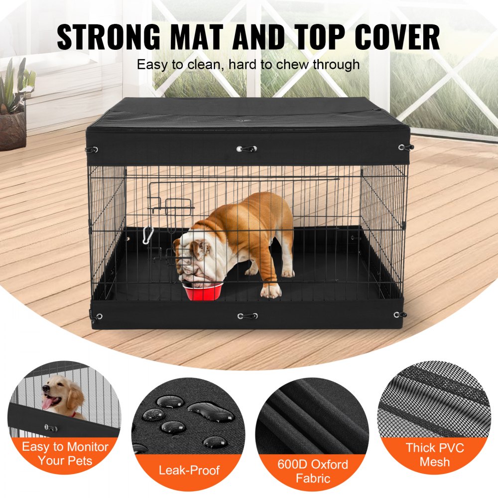 VEVOR Dog Playpen 4 Panels Foldable Metal Dog Exercise Pen with Bottom Pad Cover 
