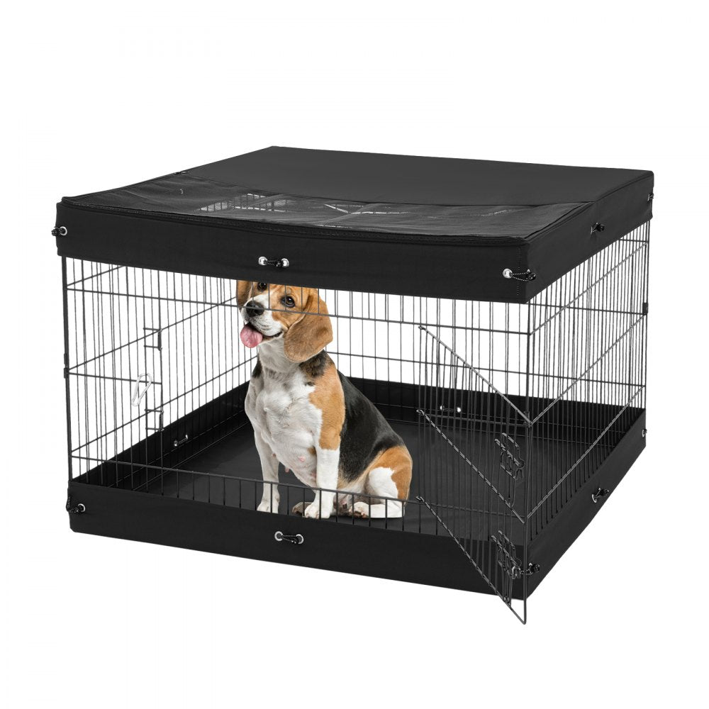 VEVOR Dog Playpen 4 Panels Foldable Metal Dog Exercise Pen with Bottom Pad Cover 