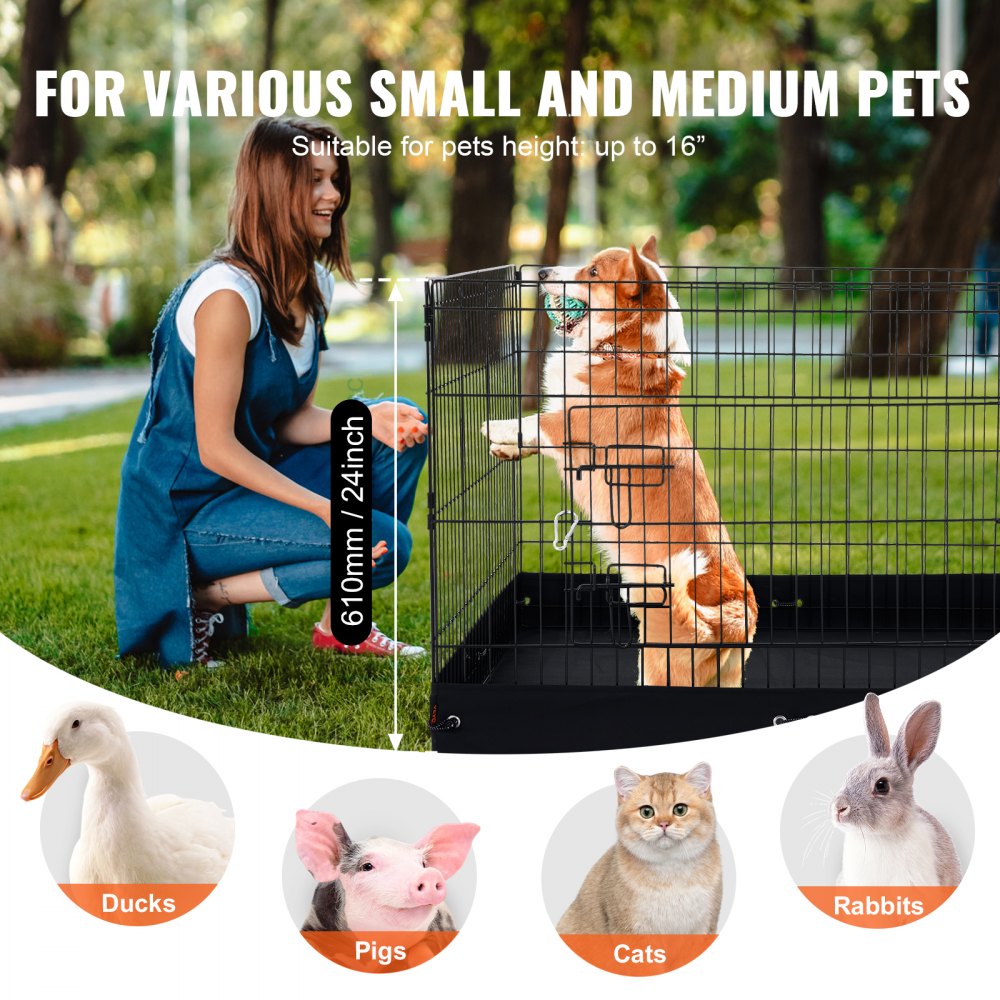 VEVOR Dog Playpen 4 Panels Foldable Metal Dog Exercise Pen with Bottom Pad 36 in 