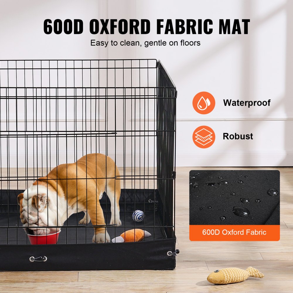 VEVOR Dog Playpen 4 Panels Foldable Metal Dog Exercise Pen with Bottom Pad 36 in 