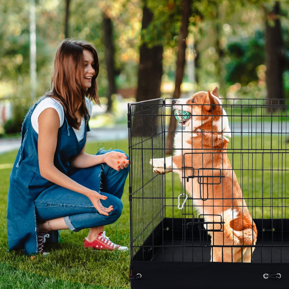 VEVOR Dog Playpen 4 Panels Foldable Metal Dog Exercise Pen with Bottom Pad 36 in 