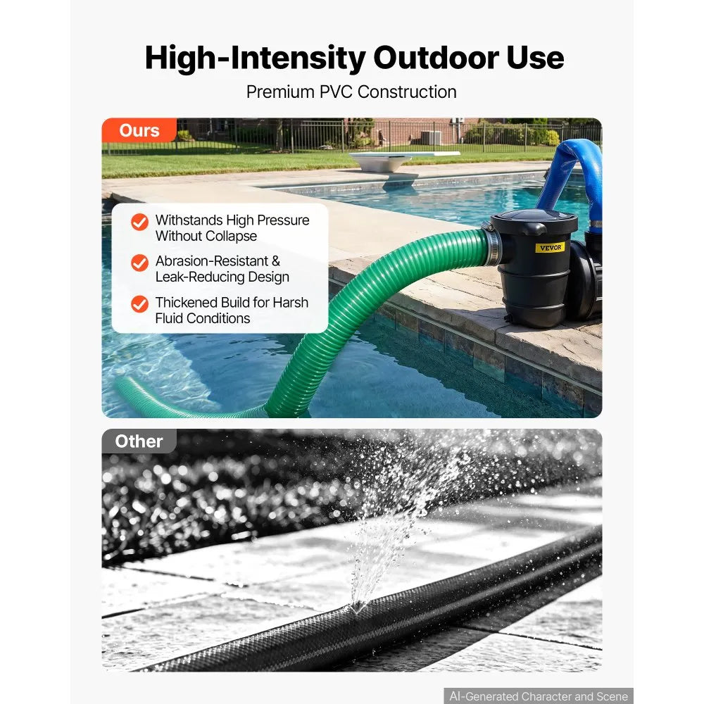 3" x 20 ft Heavy-Duty PVC Suction Hose Assembly with Cam & Groove Fittings – 60 PSI Water Pump Hose