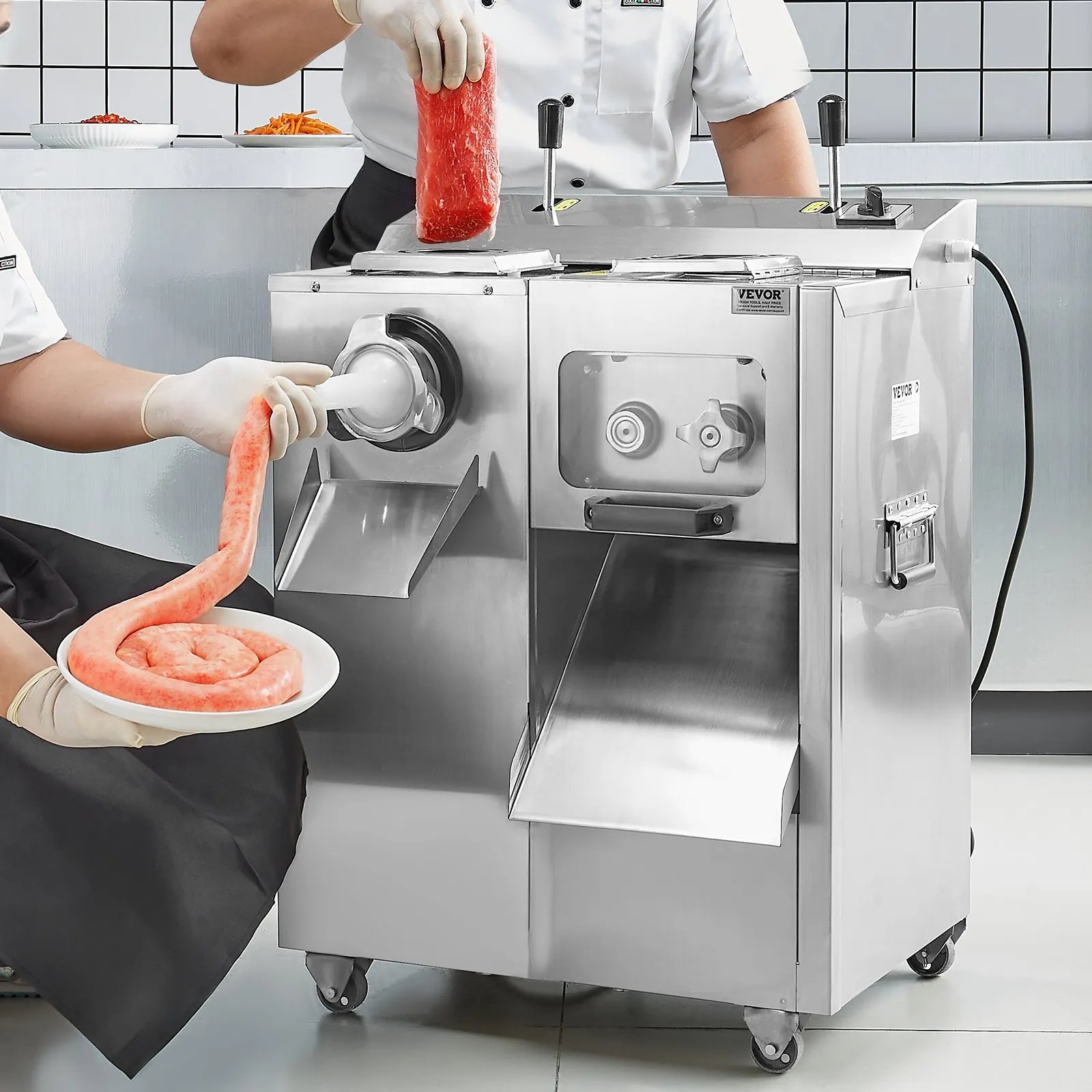 VEVOR Commercial Electric Meat Grinder Slicer 14 Lbs/Min Sausage Stuffer Maker