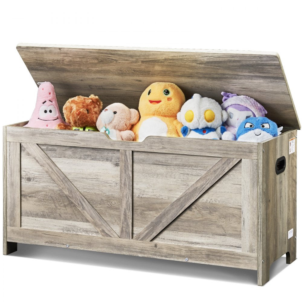 VEVOR Kids Toy Storage Bench Wooden Toy Box Chest 38.98 x 15.55 x 18.9 in Gray 