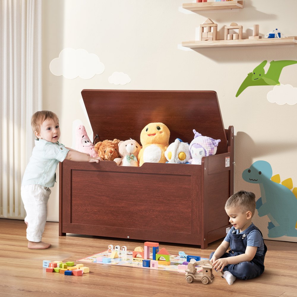 VEVOR Kids Toy Storage Bench Wooden Toy Box Chest 32.68 x 17.91 x 24.02" Cherry 