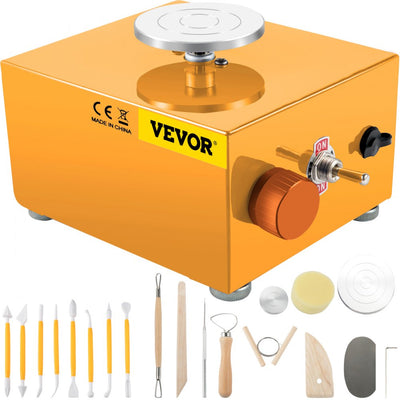 VEVOR Mini Pottery Wheel, 30W 0-2000 RPM Ceramic Wheel, Adjustable Speed DIY Clay Machines, Electric Sculpting Kits with 3 Turntables Trays and 16pcs Tools for Art Craft Work Molding Gift and Home DIY 