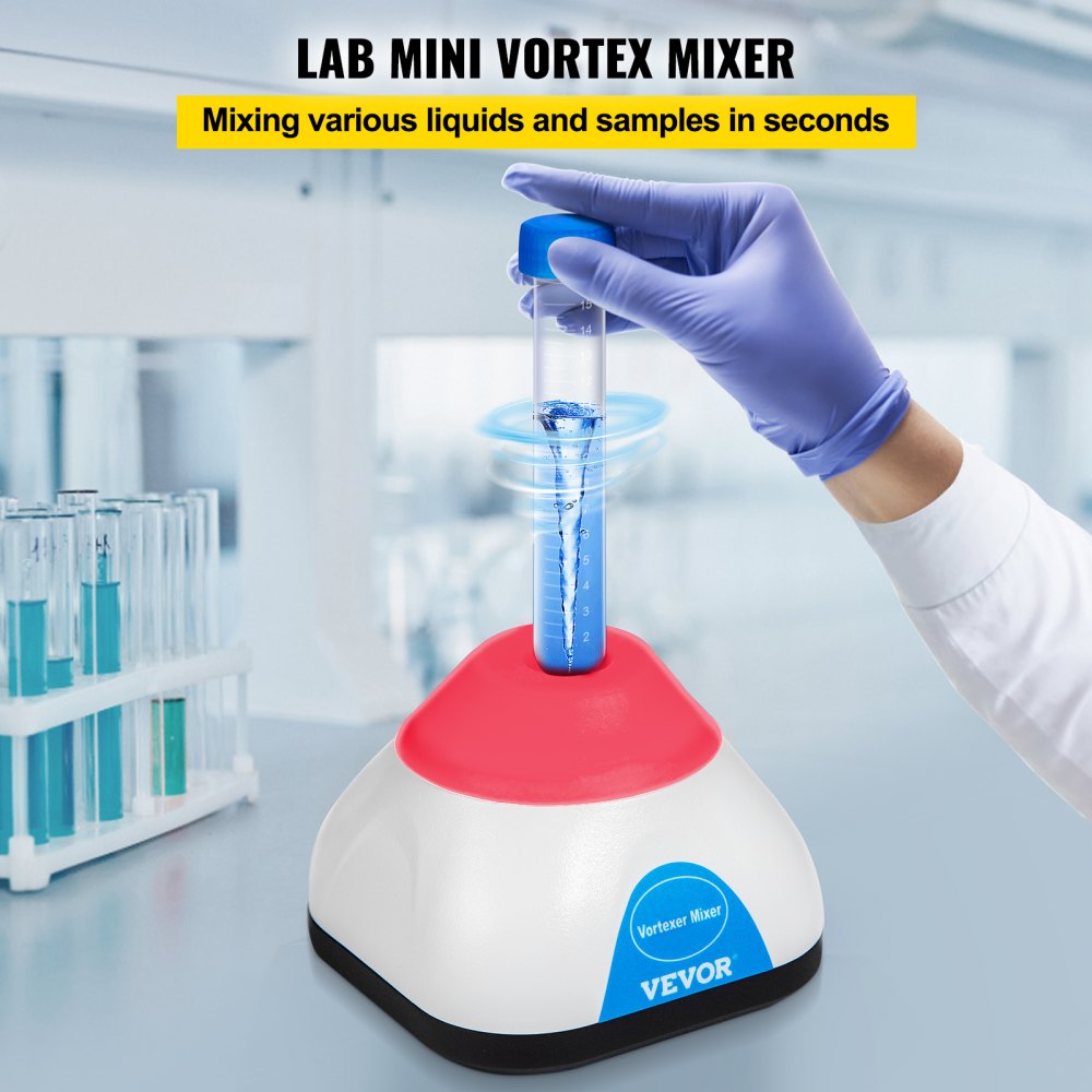 VEVOR Vortex Mixer, 3000RPM Mini Vortex Mixer Shaker, Touch Function Scientific Lab Vortex Shaker, Mix Up to 50ML, 6mm Orbital Diameter for Test Tube, Tattoo Ink, Nail Polish, Eyelash Adhesives, Paint 