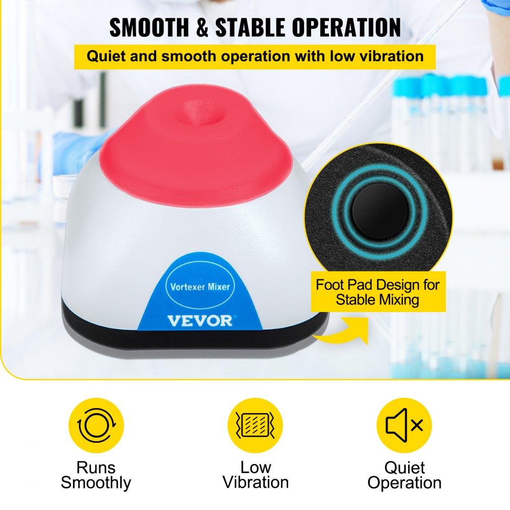 VEVOR Vortex Mixer, 3000RPM Mini Vortex Mixer Shaker, Touch Function Scientific Lab Vortex Shaker, Mix Up to 50ML, 6mm Orbital Diameter for Test Tube, Tattoo Ink, Nail Polish, Eyelash Adhesives, Paint 