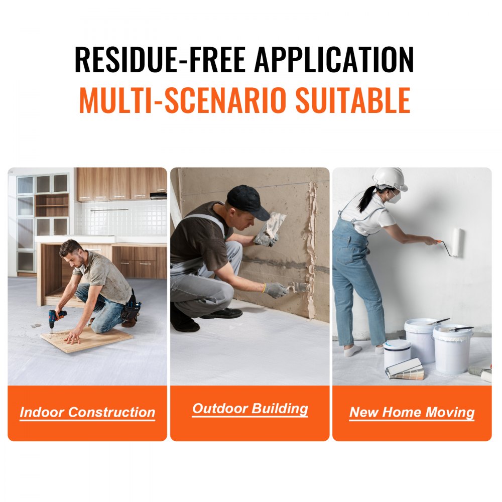 VEVOR Carpet Protection Film, 39" x 100' Floor and Surface Shield, Easy to Cut Simple Installation, Fiber Fabric Car Mat Protection Film Roll for Construction & Renovation,White 