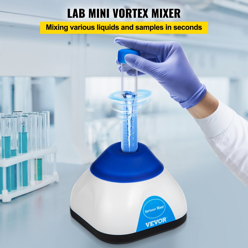 VEVOR Vortex Mixer, 6000RPM Mini Vortex Mixer Shaker, Touch Function Scientific Lab Vortex Shaker, Mix Up to 50ML, 6mm Orbital Diameter for Test Tube, Tattoo Ink, Nail Polish, Eyelash Adhesives, Paint 