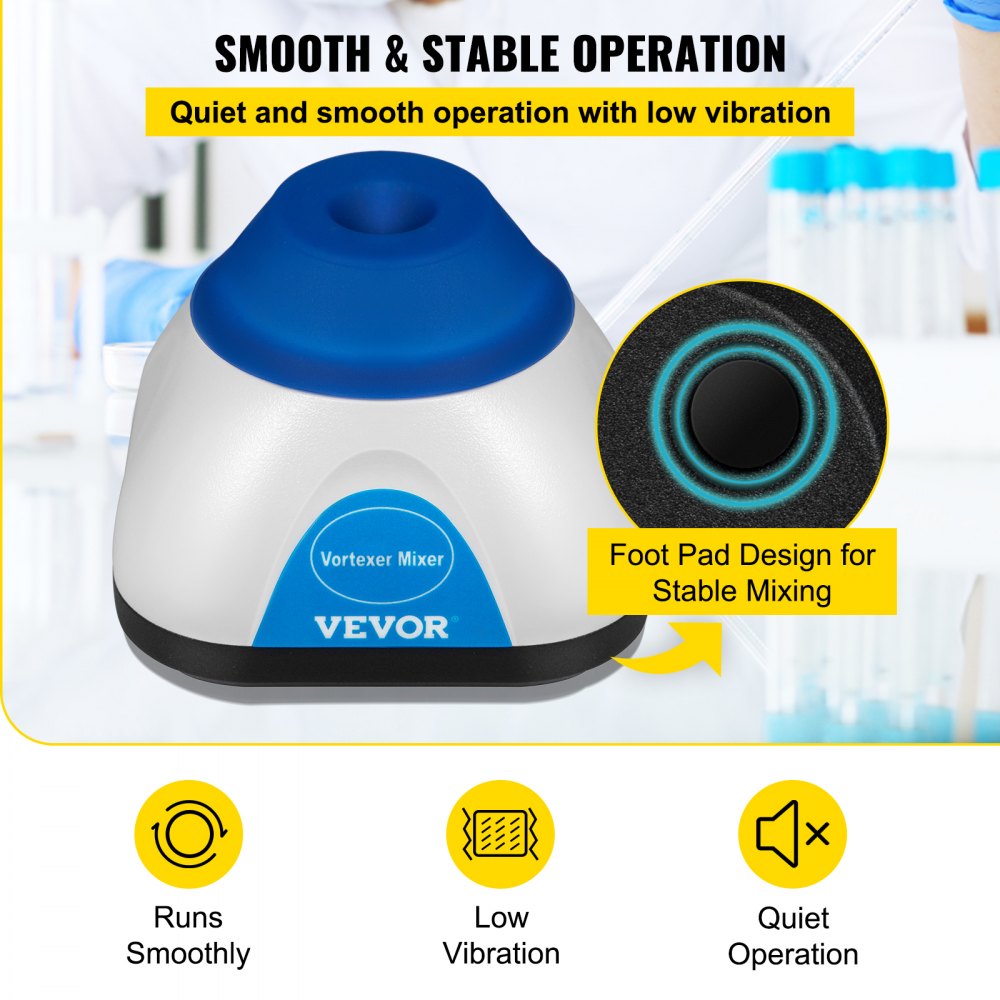VEVOR Vortex Mixer, 6000RPM Mini Vortex Mixer Shaker, Touch Function Scientific Lab Vortex Shaker, Mix Up to 50ML, 6mm Orbital Diameter for Test Tube, Tattoo Ink, Nail Polish, Eyelash Adhesives, Paint 