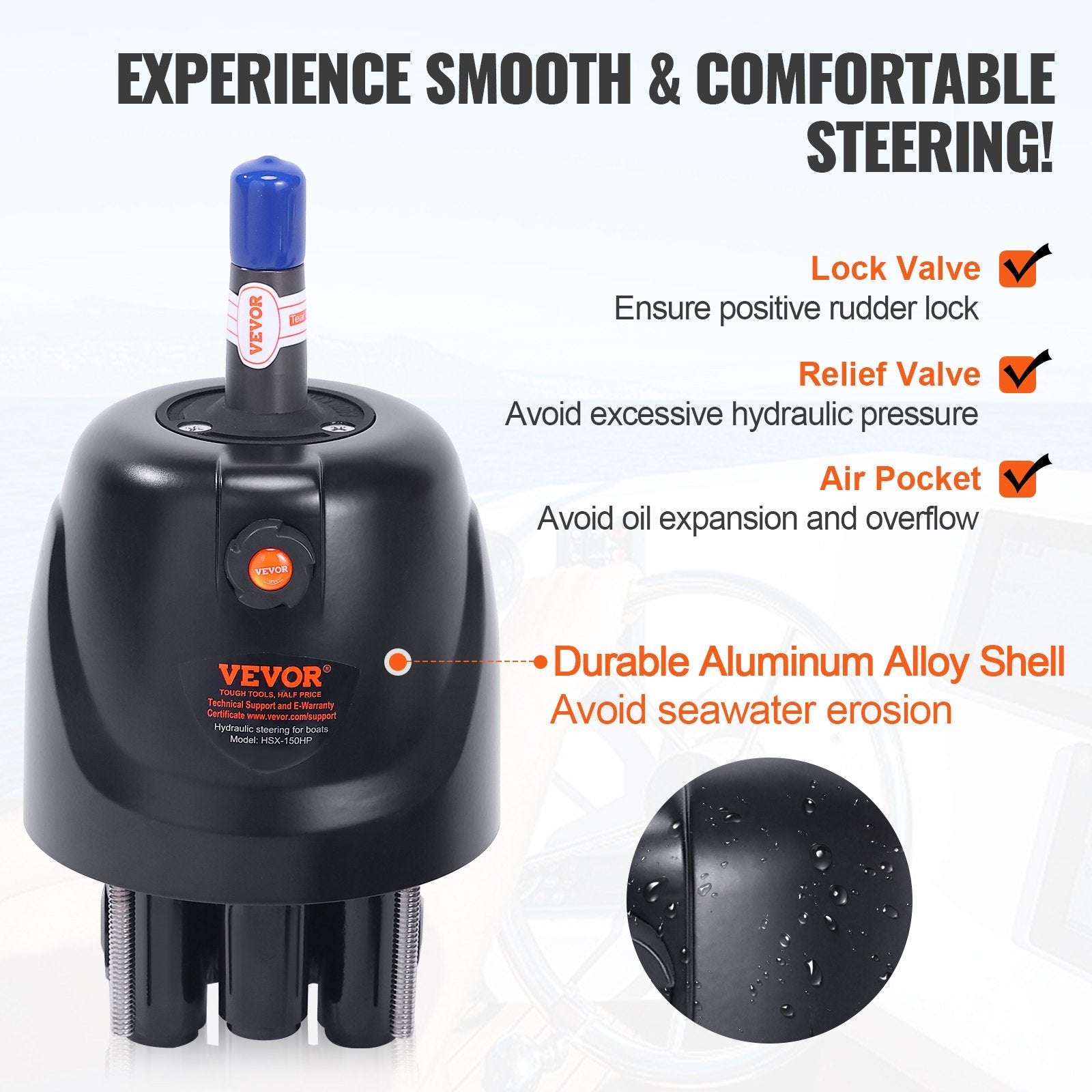 VEVOR 150HP Hydraulic Outboard Steering Kit Boat Marine System 