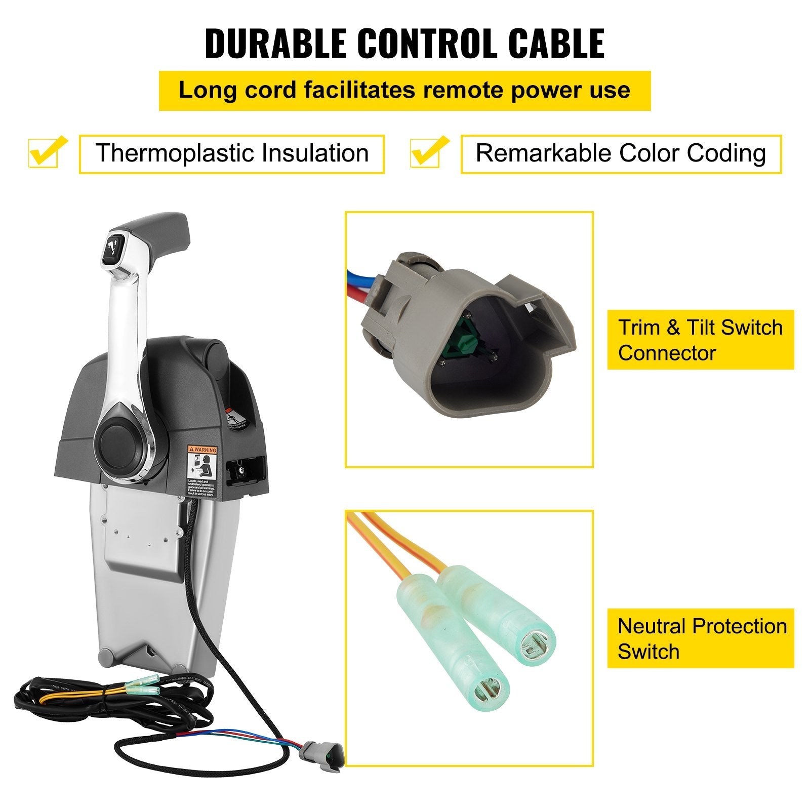 VEVOR Boat Throttle Control 5006182 Side Mount Outboard Remote Control Single Lever Binnacle for Evinrude and Johnson Outboards Throttle Gear Control 