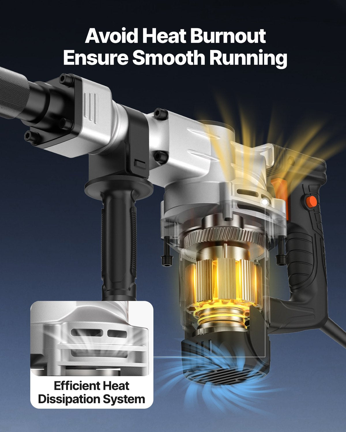 VEVOR Demolition Jack Hammer, 1400W Electric Jackhammer Heavy Duty, 2900 BPM Concrete Breaker, 2pcs Chisels Bits Chipping with Case, Gloves Black 