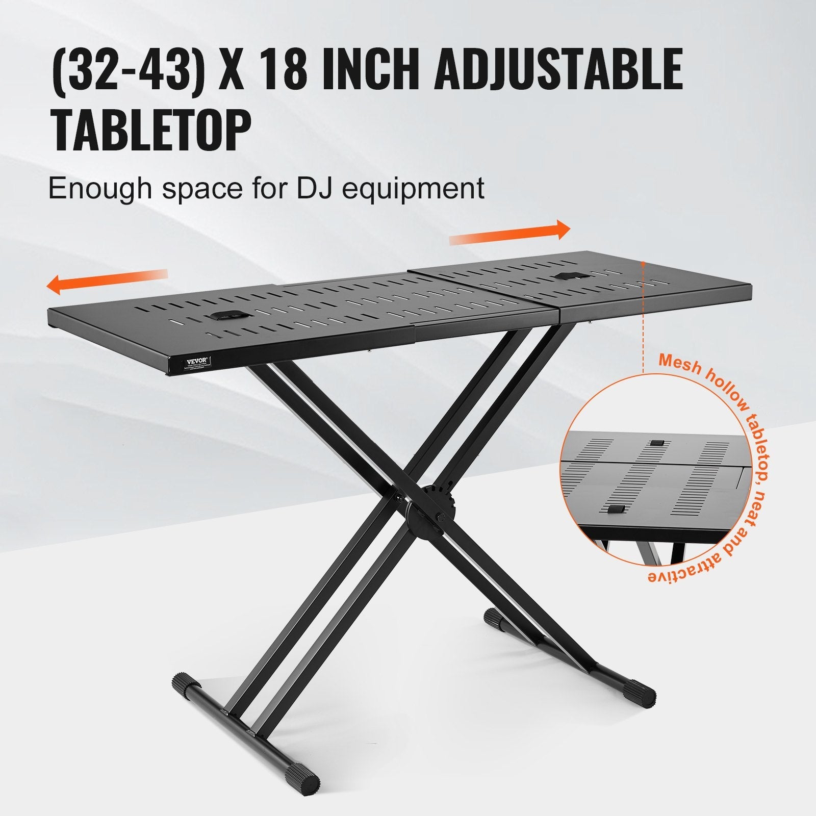 VEVOR Portable DJ Table with Double-X Braced Keyboard Stand Adjustable Height 